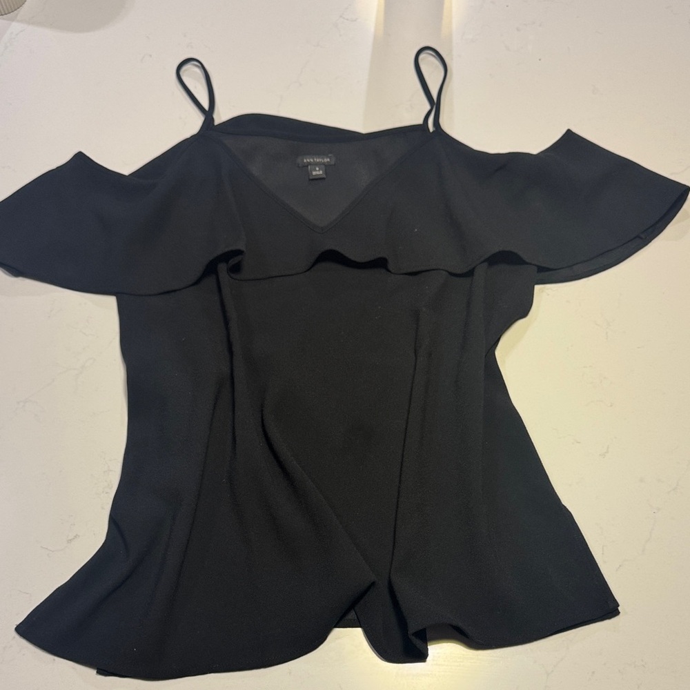 Ann Taylor Black Ruffle Camisole